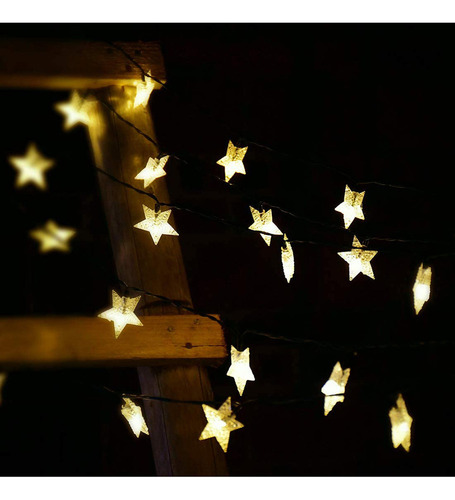 Guirnalda De Luces Solares Con Forma De Estrella, Funciona P
