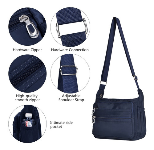 Imagen 5 de 6 de Bolsa De Hombro Impermeable Crossbody Mujer Multibolsillos,l