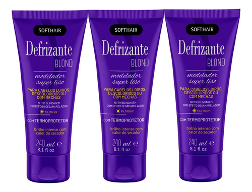 Kit 3 Defrizante Blond 240ml Softhair