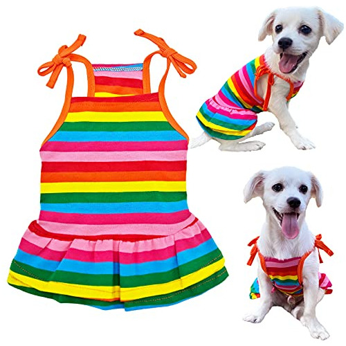 Lkex Camisa Para Perro, Vestidos De Cachorro A Rayas De Arco