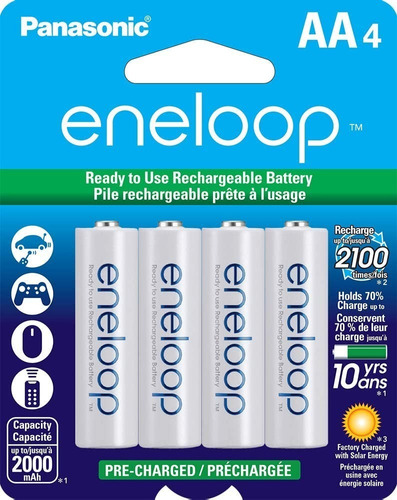 Pilas Recargables  Aa Panasonic Eneloop, 2100 Ni-mh Aa 4uni.