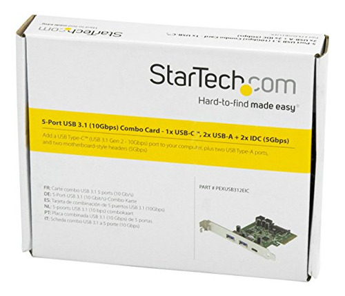Tarjeta Pcie Startech.com Usb 3.1 - 5 Puertos - 1x Usb-c -