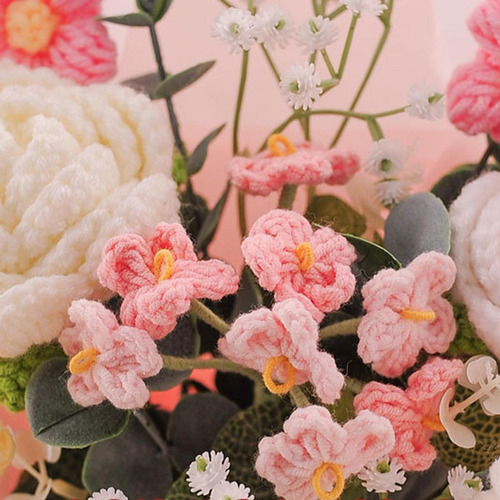 Regalos De Ramo De Flores De Crochet Para Mamá Rosa