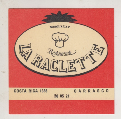 Carrasco Antigua Tarjeta De Restaurante La Raclette Vintage