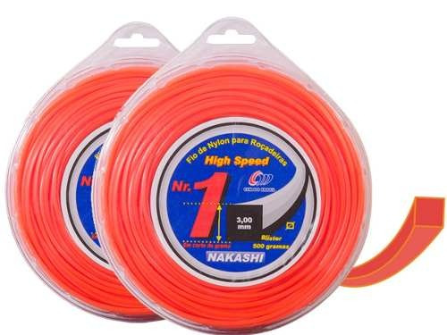 2 Blister Fio Nylon 2,5x70m Quadrado Laranja 500g 