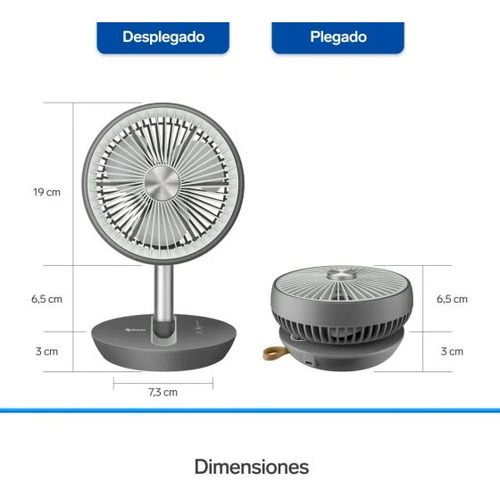 Ventilador Plegable Recargable Bl Blanco Blanco