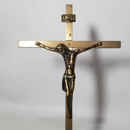 Imagen 4 de 8 de Antiguo Crucifijo De Bronce Y Alpaca Mag 59433