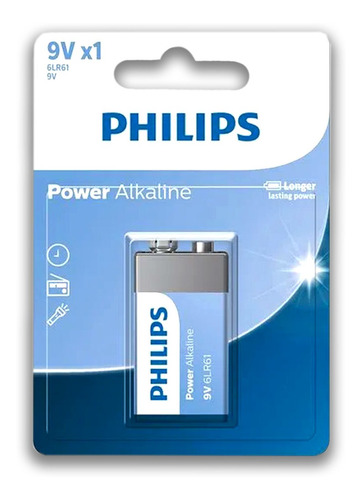 Pilha Alcalina 9v Philips Bateria 9 Volts 6lr61 6f22 1un
