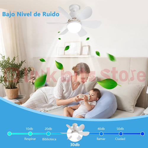 Abanicos De Techo Moderno Con Lampara Led 16.5pulgada 4pzs