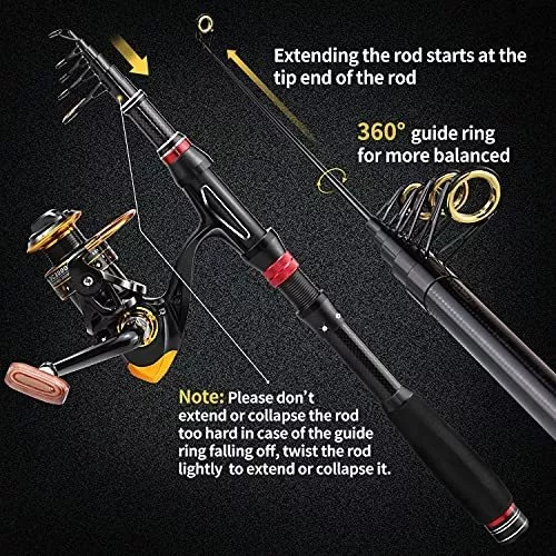 Castaroud Carbon Fiber Fishing Rod And Reel Combos, Portable