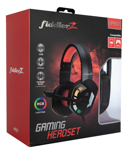 Imagen 4 de 4 de Audífonos Gamer Retroiluminado Led Rgb Hp837 Fiddler Z