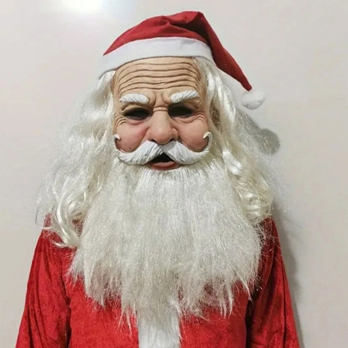 Divertida Máscara Navideña De Papá Noel Con Barba Y Gafas