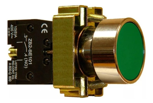 Pulsador Rasante Metálico 22mm 1na Verde - Baw