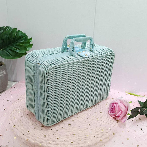 Cesta De Almacenamiento De La Caja De La Maleta De Ratán