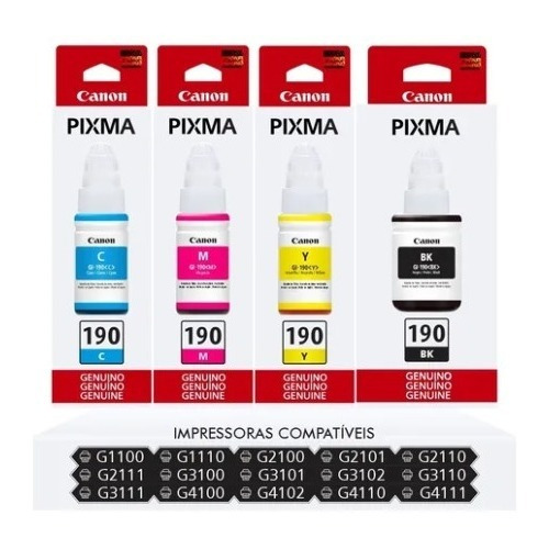 Kit de recarga de tinta para tinta Canon Gi-190 1100 2100 3100 4100 Colors