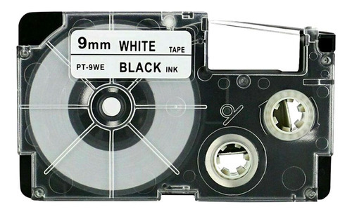 Fita Xr-9we Compatível Para Rotulador Casio 9mm Branca Cor Letra Preta / Fita Branca