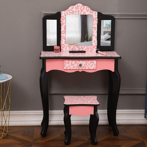 Tocador De Maquillaje De Princesa De Madera Juego De Mesa De