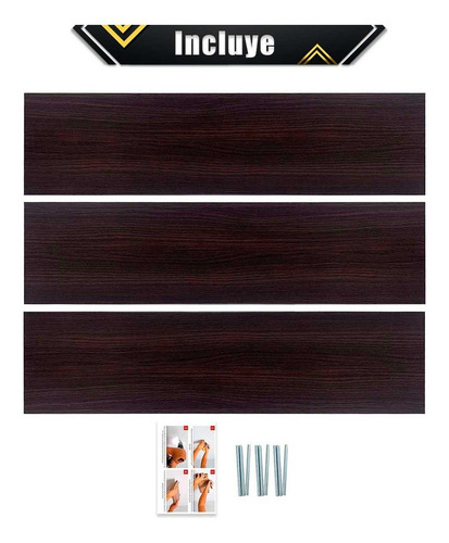 3 Repisas Flotantes Modernas Minimalistas Melamina 80x20 Cm Color Chocolate