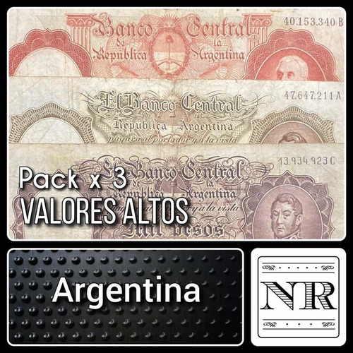 Lote 3 Billetes M$n - Fragata Y Superiores - Argentina