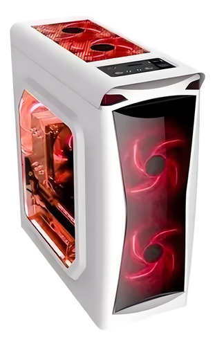 Gabinete Gamer Naxido F300 Blanco Cooler Led Rojo 4x120mm *