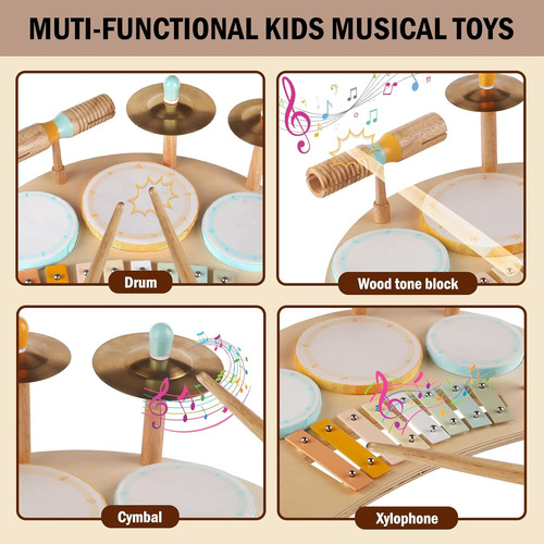 Juego De Batería Para Niños De 1 Año, Tambor De Bebé Con Xil