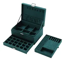 Comprar Joyero De Terciopelo Verde De 3 Capas
