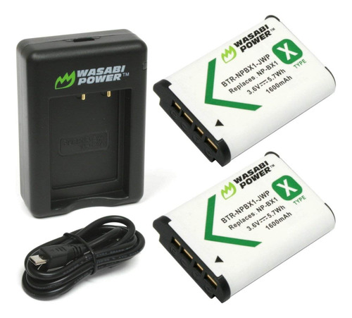 Wasabi Power Batería Np-bx1 (paquete De 2) Y Cargador Usb .