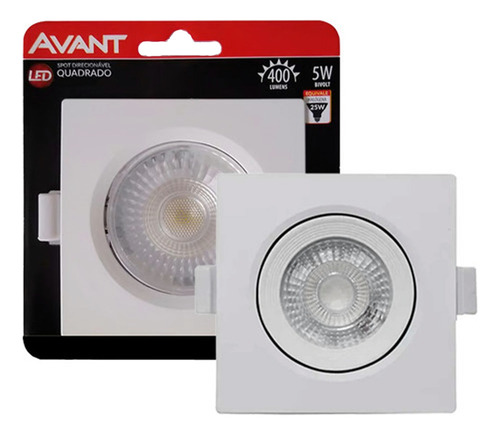 Kit 10 Spot Led Quadrado Embutir 3w Branco 6500k Frio Avant 110v/220v