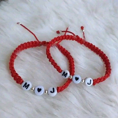 Pulseras Para Compartir Iniciales Parejas Amistad Turquesa 30 Cm 25 Cm