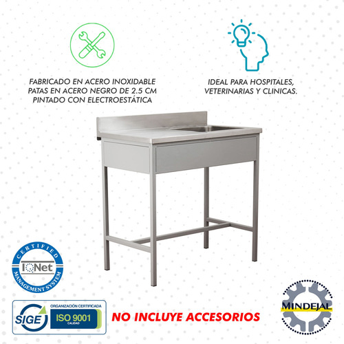 Mesa Pasteur Con Tarja 100% Acero Inox. Y Patas Acero Inox