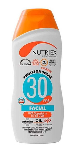 Protetor Bloqueador Solar Facial Fps 60 120ml Nutriex