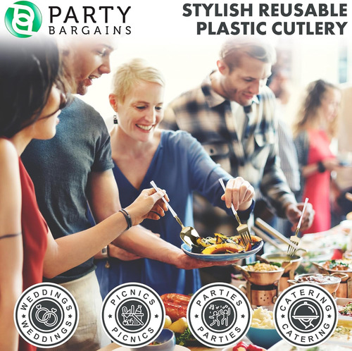 Party Bargains Juego De Cubiertos De Plástico Desechables, 4