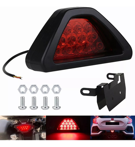 Luz Trasera Freno Luces Auto Moto 12 Led Estrobo Stop Tipo Derecho/pasajero Naranja