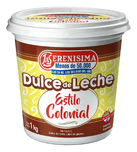 Dulce De Leche La Serenísima Estilo Colonial 1kg Sin Tacc