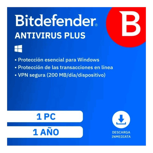 Bitdefender® Antivirus Plus 1 Pc 1 Año