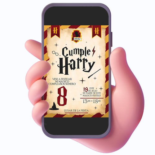 Tarjeta Invitación Cumpleaños Harry Potter  - Digital