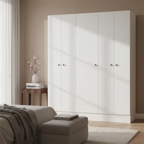 Guarda-roupa Solteiro 5 Portas Mdp Branco Moderno Demóbile Ártico