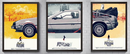 Conjunto 3 Quadros De Volta Para O Futuro Kit Poster Moldura