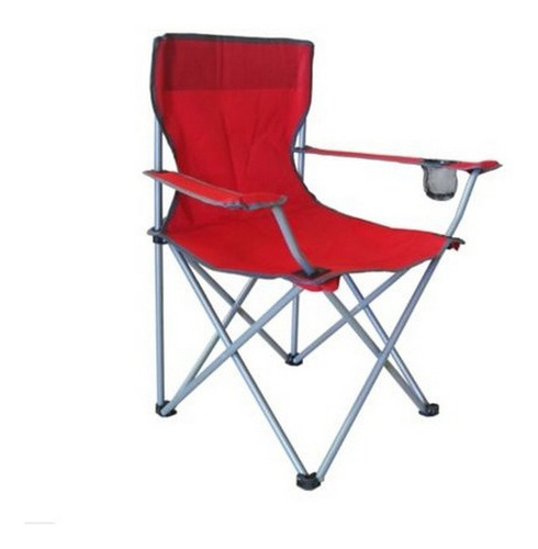 Silla Roja De Camping Plegable Con Apoyabrazos