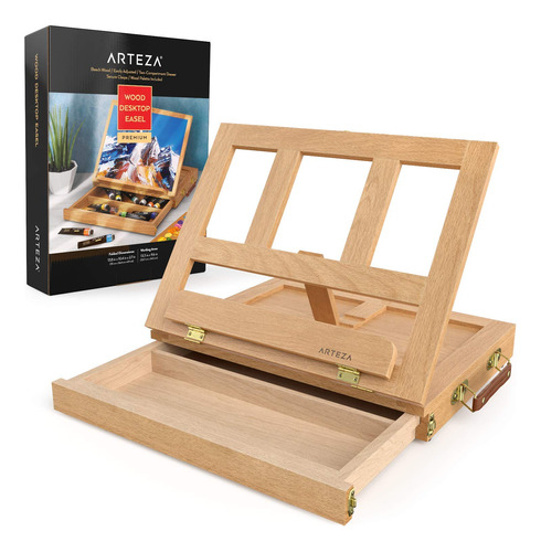 Arteza Caballete Mesa Caja Portatil Madera Haya Cajon Paleta