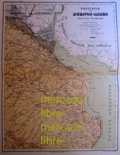 Mapa 1886 Provincia Buenos Aires Ferrocarriles Trenes Plano