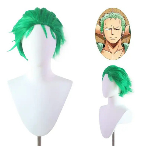 Peluca Verde Roronoa Zoro Anime One Piece Cosplay 