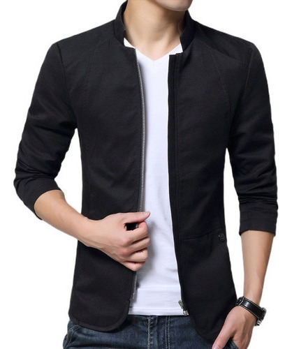 Chaqueta Blazer De Algodón Con Cuello Alto Casual Para Hombr