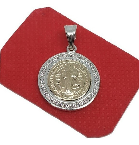 Dije Medalla San Benito Protector En Plata 925 Y Oro  00226