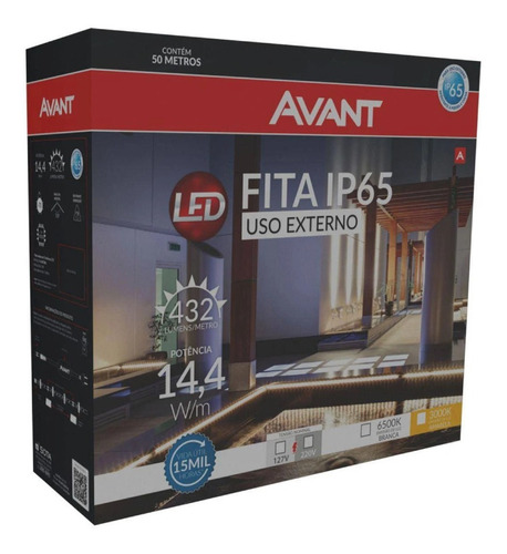 Kit 2 Fita Mangueira Led 50m 6500k 14,4w/m 110v 5000cm Avant