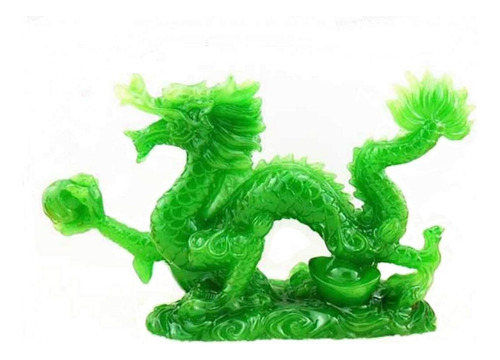 Dmtse Estatua China De Feng Shui Dragon Afortunado Jade Colo