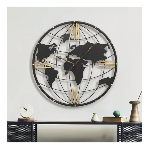 comprar Reloj De Pared De Mapa Mundial De Micasso, Reloj Silencioso 
