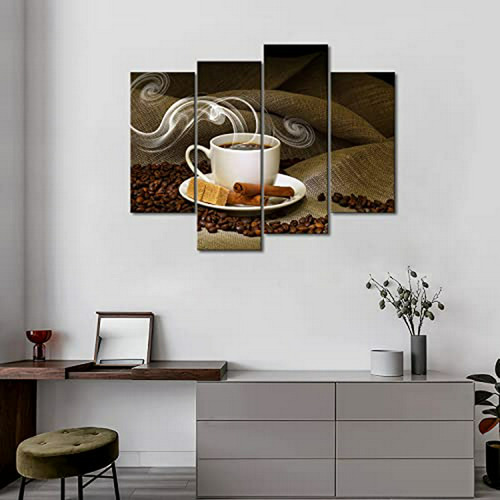 Arte De Pared De Cocina De Café Y Granos En Lienzo Para Deco
