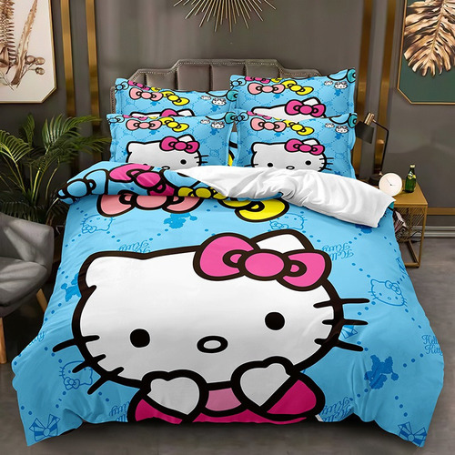 Juego De Ropa De Cama Doble Hello Kitty, Azul 1