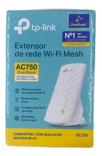 Imagem 1 de 3 de Repetidor De Sinal Wireless Wi-fi 750mbps Tp-link Re 200
